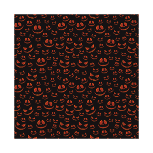 Orange and Black Halloween Pumpkin Eyes Pattern T-Shirt