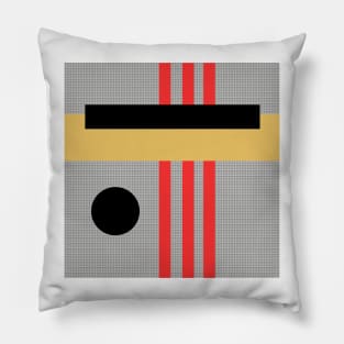 Geometric Abstract Minimal in Gold Black and Red Pillow