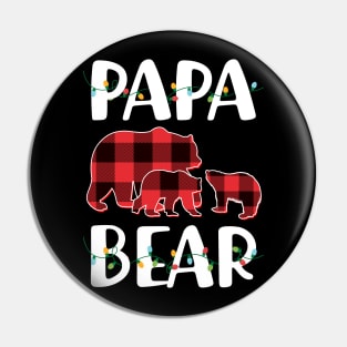 Papa Bear Red Plaid Christmas Pajama Matching Family Gift Pin