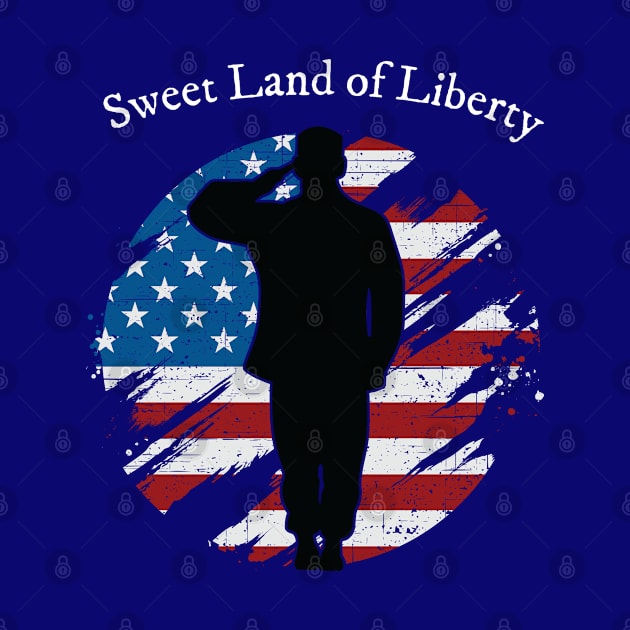 Patriotic Distressed Soldier Salute Sweet Land of Liberty by CoffeeandTeas