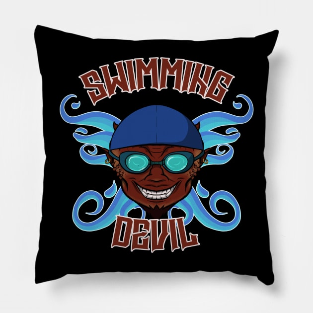 Swimming Devil Pillow by RampArt