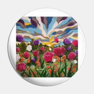 Field of Dreams, Landscape with flowers painting, acrylic floral landscape, colorful abstract landscape Pin