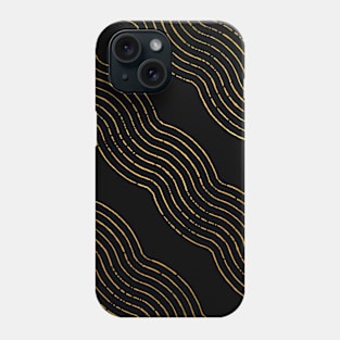 Black Gold colored abstract lines pattern Phone Case