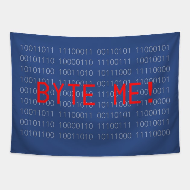 byte me computer humor - programmer Tapestry by Acutechickendesign