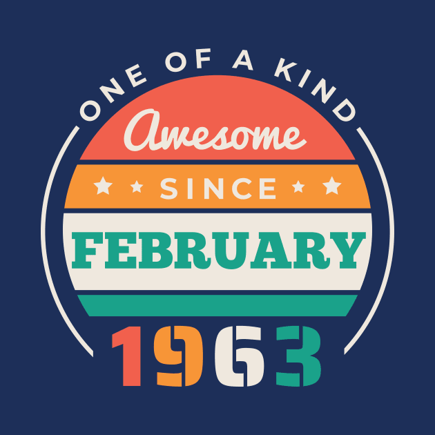 Retro Awesome Since February 1963 Birthday Vintage Bday 1963 by Now Boarding