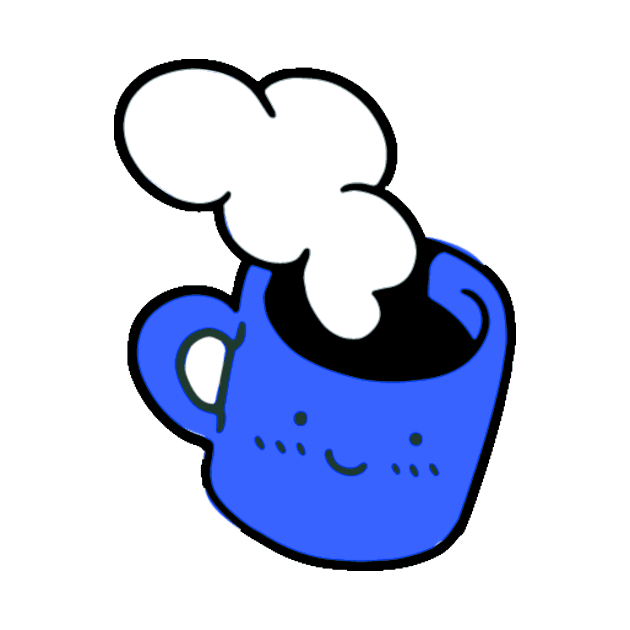 Cute Kawaii Coffee Cup With Steam In Blue by hypedesigns19