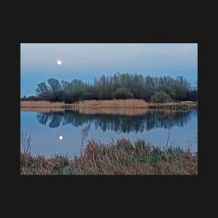 Moonlight Reflection, Longham Lakes, March 2024 T-Shirt