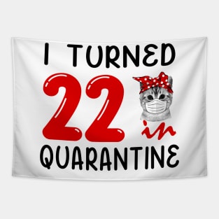 I Turned 22 In Quarantine Funny Cat Facemask Tapestry