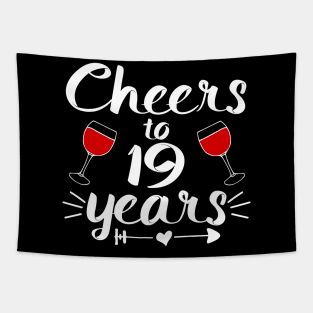 Cheers to 19 years Anniversary Gifts For Couple, Women and Men Tapestry