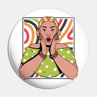 Chisme Queen Pop Art Portrait of Young Woman AT Pin