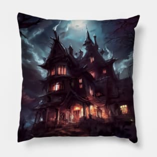 Spooky haunted house Pillow