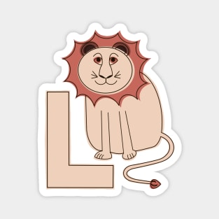 L is for Lion - Pink L Initial Magnet