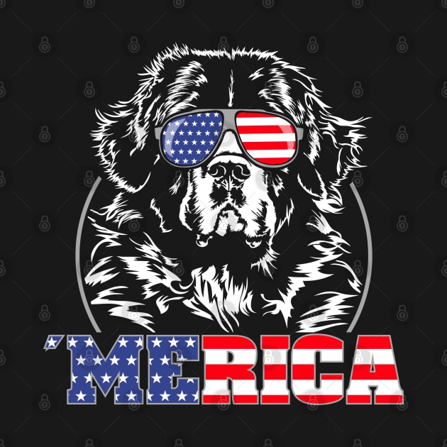 Newfoundland Dog American Flag Merica patriotic dog by wilsigns