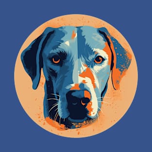 Dog Portrait in Orange and Blue T-Shirt