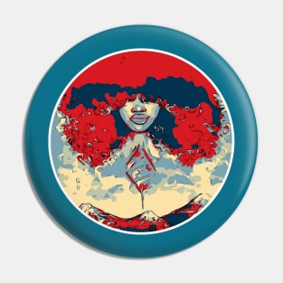 Curly Afro Nature of Peace Mountains Pin