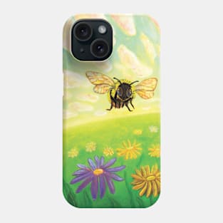 Bumble Bee flying over a meadow Phone Case