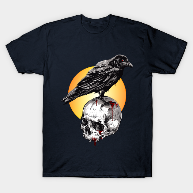 Discover Raven & Skull Circle of Death Halloween T-Shirt Tee Gift - Skullhead - T-Shirt