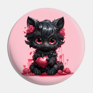 Black Cat Valentine Pin