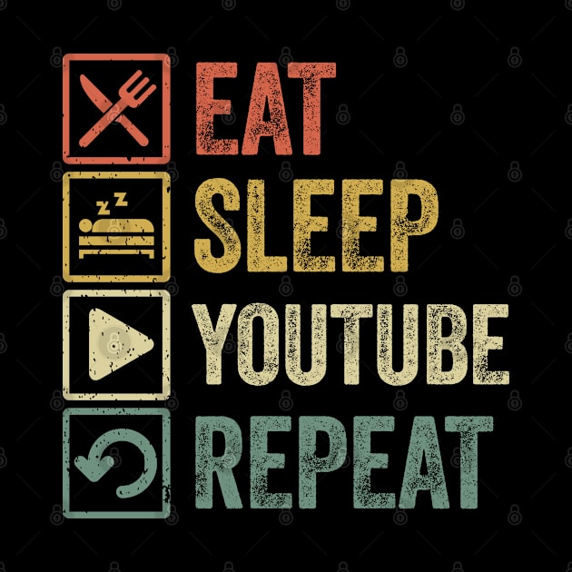 Funny eat sleep youtube repeat retro vintage gift by Lyume