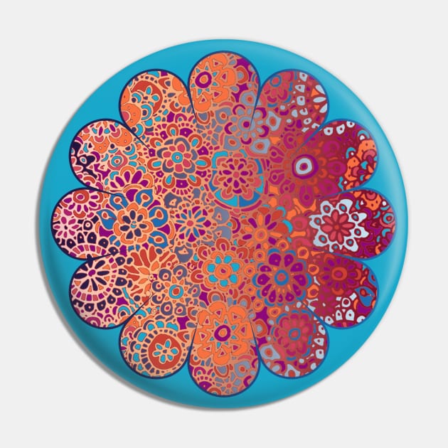 Psychedelic Ombre Flower Doodle Pin by micklyn