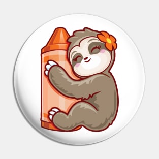 Orange Crayon Coloring Sloth back to school gifts Pin