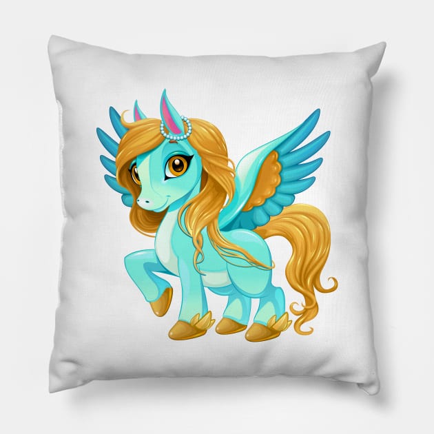 Baby pegasus with cute eyes Pillow by ddraw