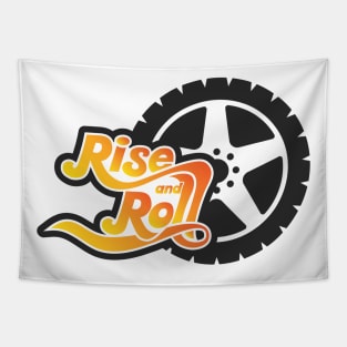 rise and roll tire Tapestry