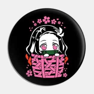 Nezuko Cute Hiding Fanart Pin