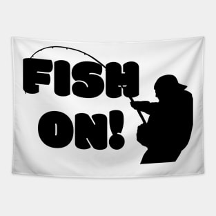 Fish On Angler Fishermen Tapestry