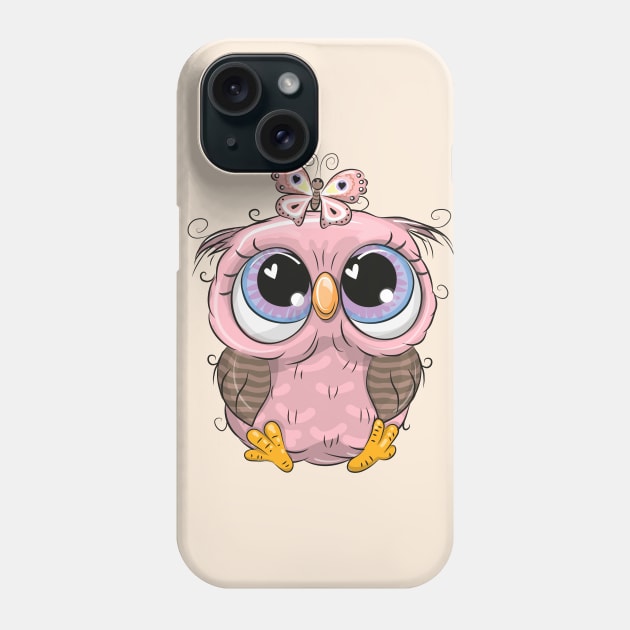 Cute Cartoon pink owl Phone Case by Reginast777