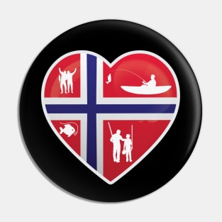 I Love Fishing in Norway Flag Fisherman Angler Pin