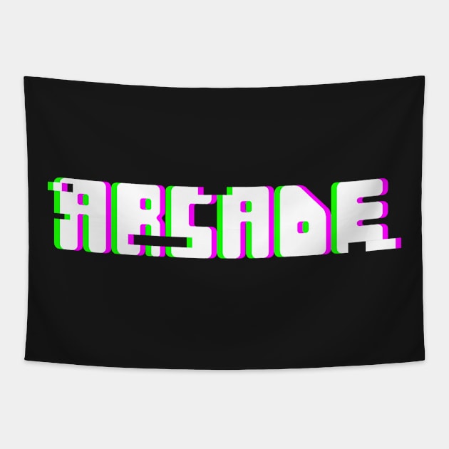 Retro Glitch ARCADE Text Tapestry by MeatMan