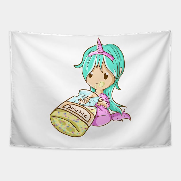 Anime Unicorn Girl Tapestry by Make_them_rawr