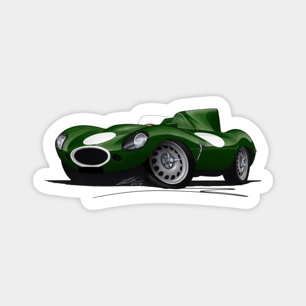 Jaguar D-Type (Racer) Dark Green Magnet by y30man5