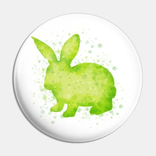 Watercolor Splash Green Bunny Art Pin