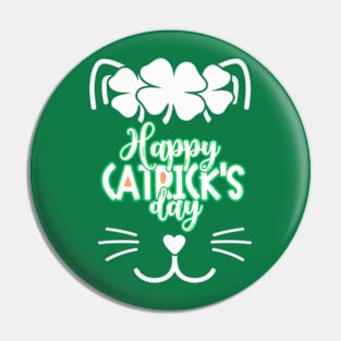 Happy St Catrick's Day | Cute Cat Face Pin