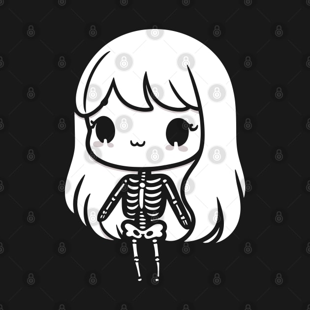 Cute Kawaii Skeleton Girl Design for Halloween Costume | Cute Skeleton Illustration by Nora Liak