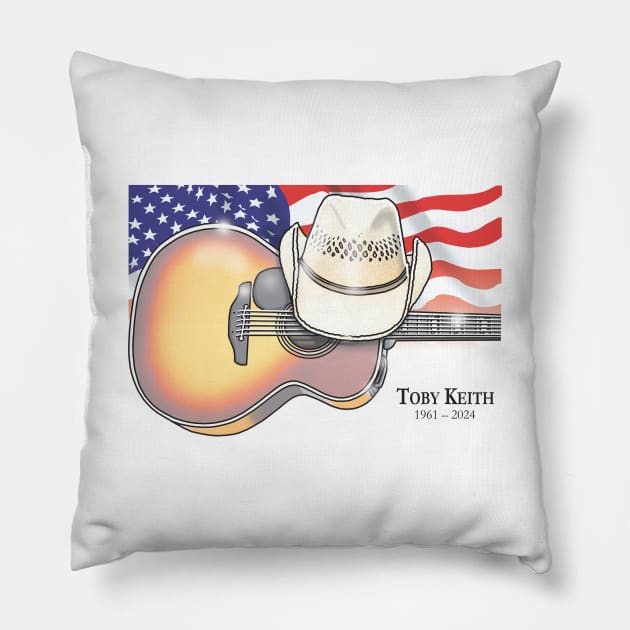 Remembering Country Legend Toby Keith Pillow by Tom Stiglich Cartoons