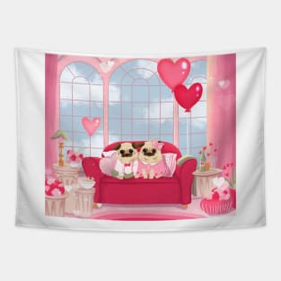 Valentines Pug Tapestry