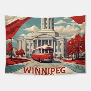 Winnipeg Vintage Retro Travel Tourism Tapestry