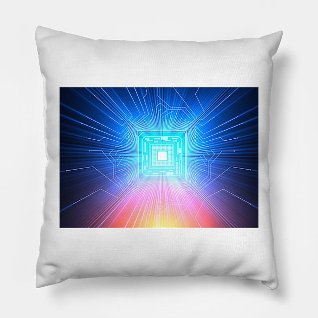 Quantum computer, electronic circuitry (F012/6646) Pillow by SciencePhoto