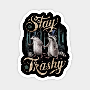 Vintage Stay Trashy Funny Possum And Raccoon Lovers Magnet