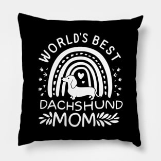 World's Best Dachshund Mom Rainbow Heart Love Pillow