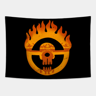 Cute 80s Apocalyptic Movie Flame Logo Tapestry