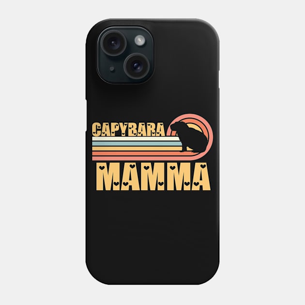 Vintage Retro Sunset Capybara Mamma  Phone Case by Vixel Art