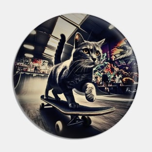 Cat on Skateboard Pin