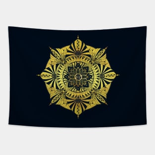 Golden Symmetry Mandala Tapestry