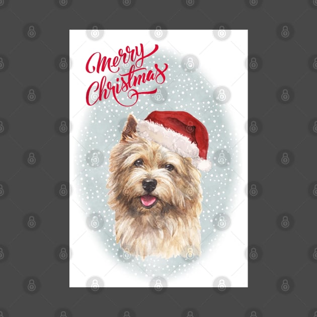 Norwich Terrier Dog Merry Christmas Santa Dog by Puppy Eyes