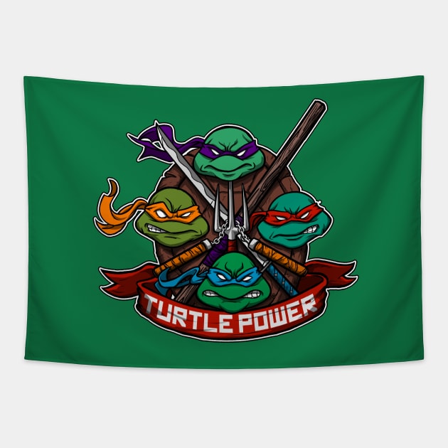 Turtle Power Tapestry by juanotron