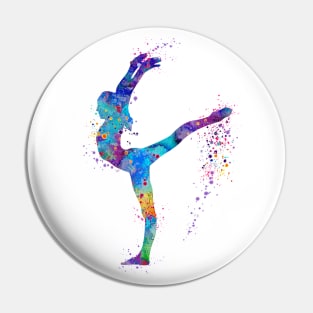 Girl Gymnastics Watercolor Silhouette Pin